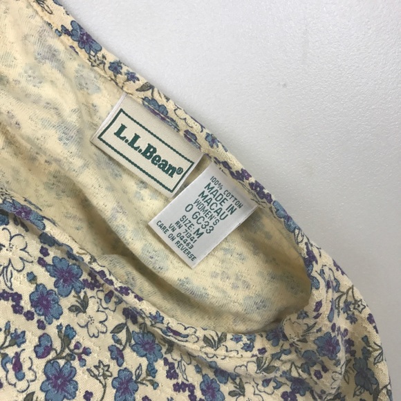 L.L.Bean Creme Floral Print Short Sleeve Top M - Picture 5 of 5